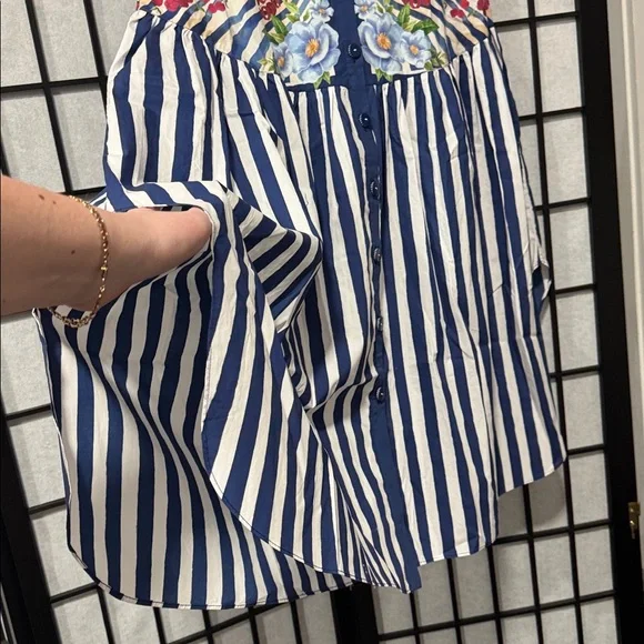 Farm Rio size XS Fresh Table Scarf Midi Dress Blue NWT No Belt - Picture 10 of 12